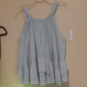 Lulu's Light Blue Ruffle-Hem Tank